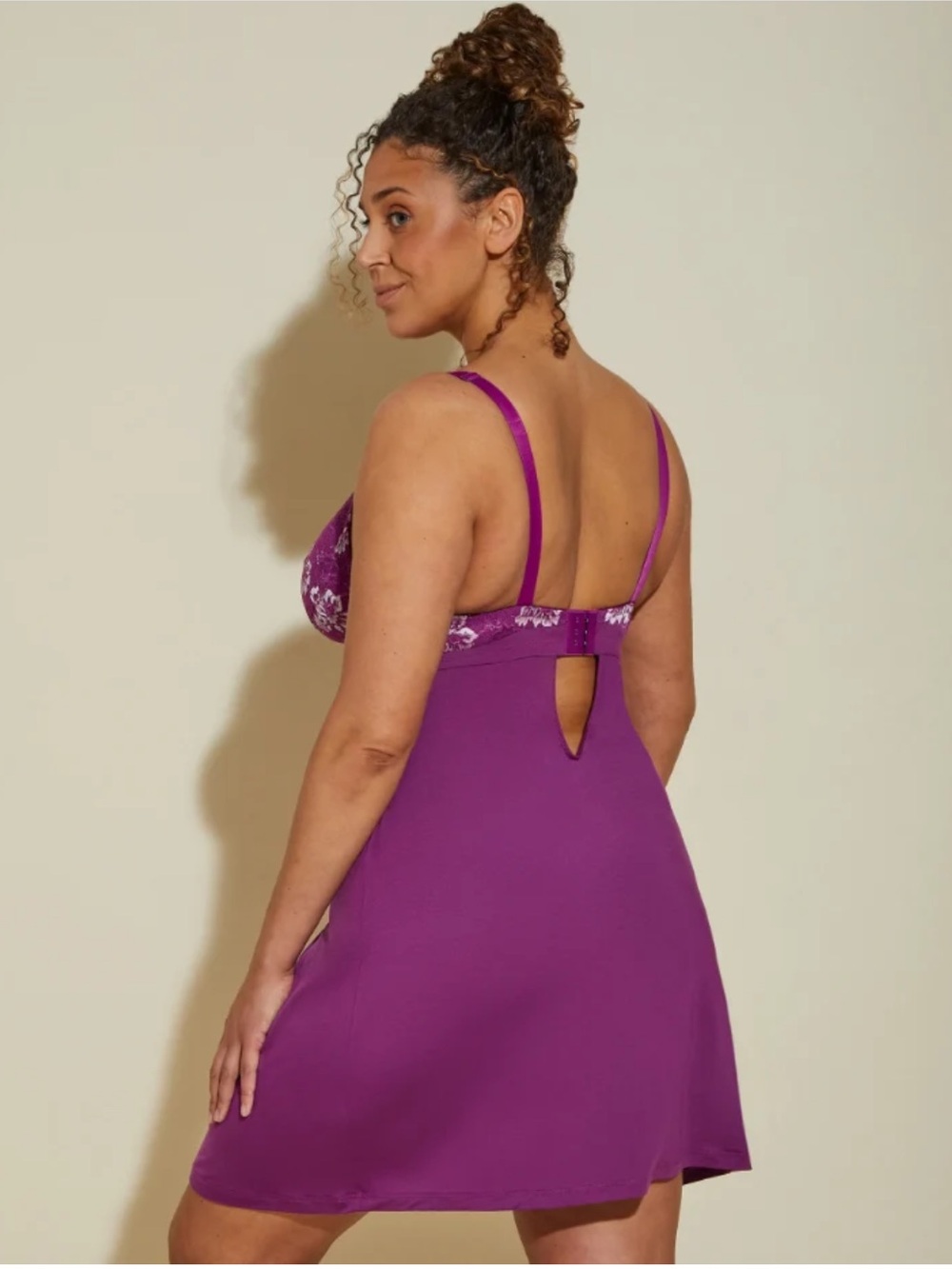 Cosabella Savona Extended Chemise XL Swiss Beet Purple Floral Lace Nightgown NWT - Picture 3 of 10